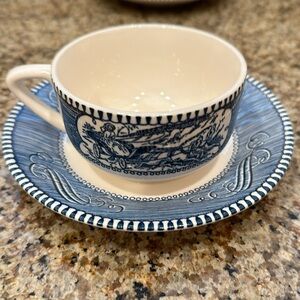 Vintage Currier & Ives Teacup and saucer